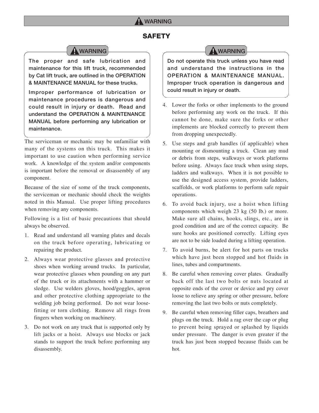Manual de servicio de opciones PAC para Caterpillar Lift Truck EP20K EP25K EP30K EP35K