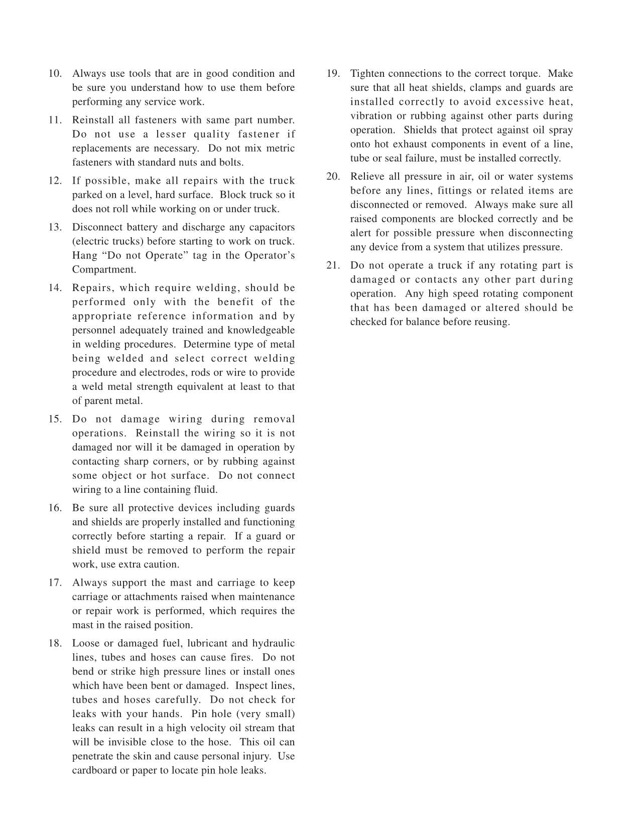 Manual de servicio de opciones de mástil de chasis para carretilla elevadora Caterpillar EP16NT EP18NT EP20NT