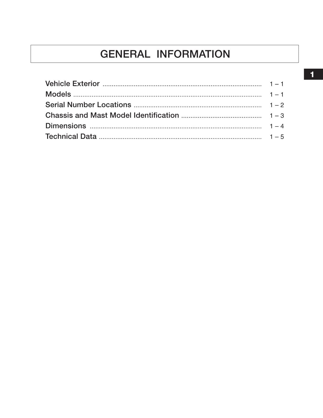 Manual de servicio de opciones de mástil de chasis para carretilla elevadora Caterpillar EP16NT EP18NT EP20NT