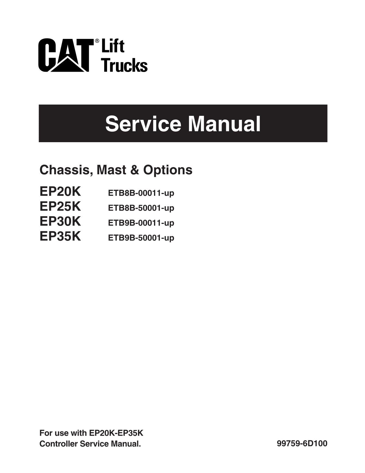 Manual de servicio opcional de Caterpillar Lift Truck EP20K EP25K EP30K EP35K