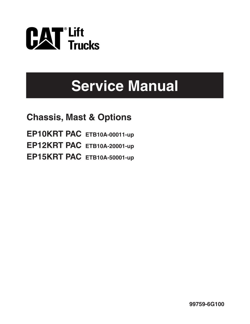 Manual de servicio de opciones PAC para Caterpillar Lift Truck EP10KRT EP12KRT EP15KRT