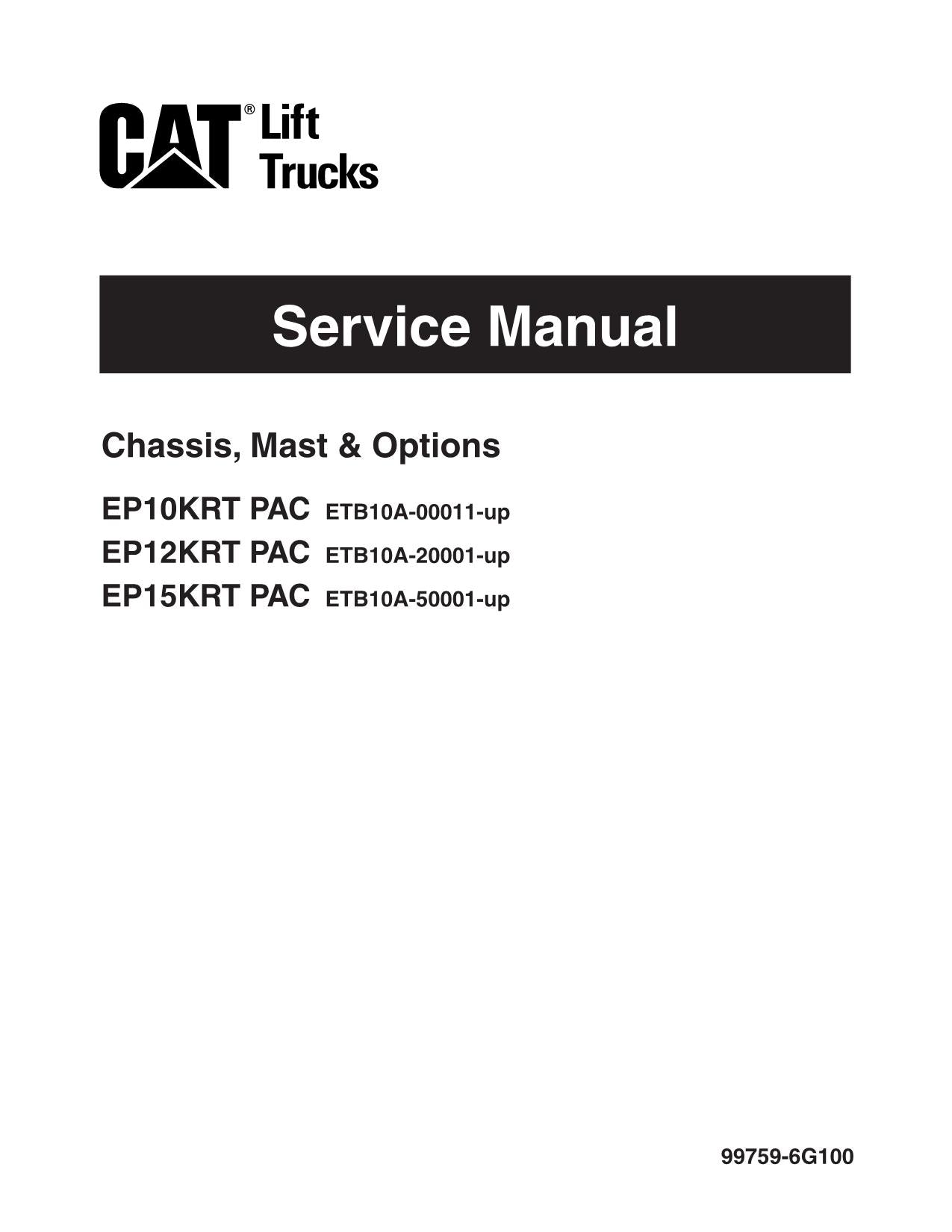 Manual de servicio de opciones PAC para Caterpillar Lift Truck EP10KRT EP12KRT EP15KRT
