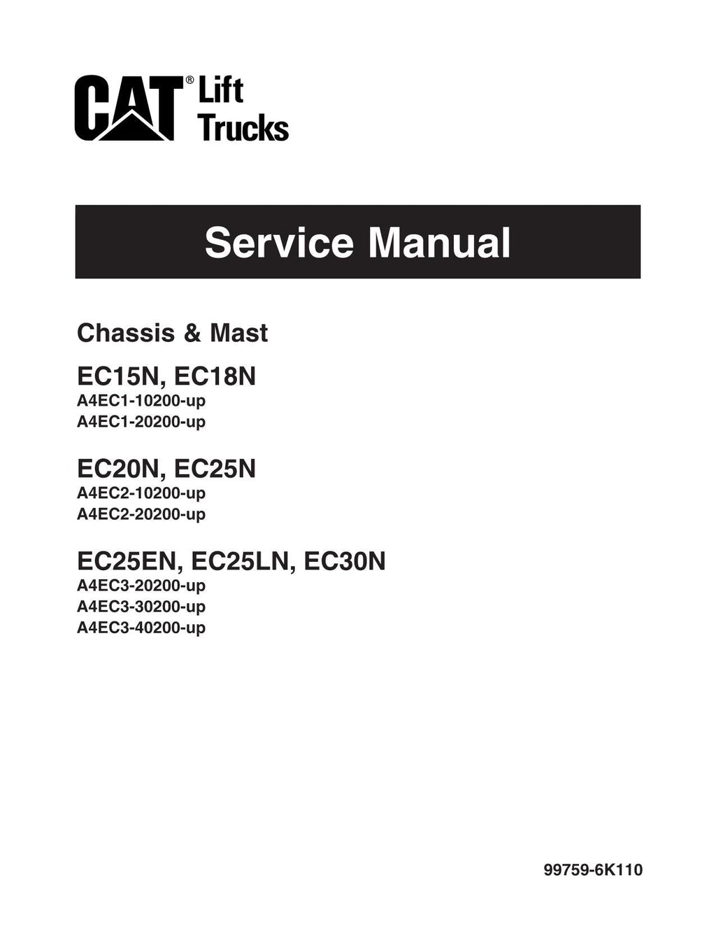 Manual de servicio de montacargas Caterpillar EC25LN EC30N