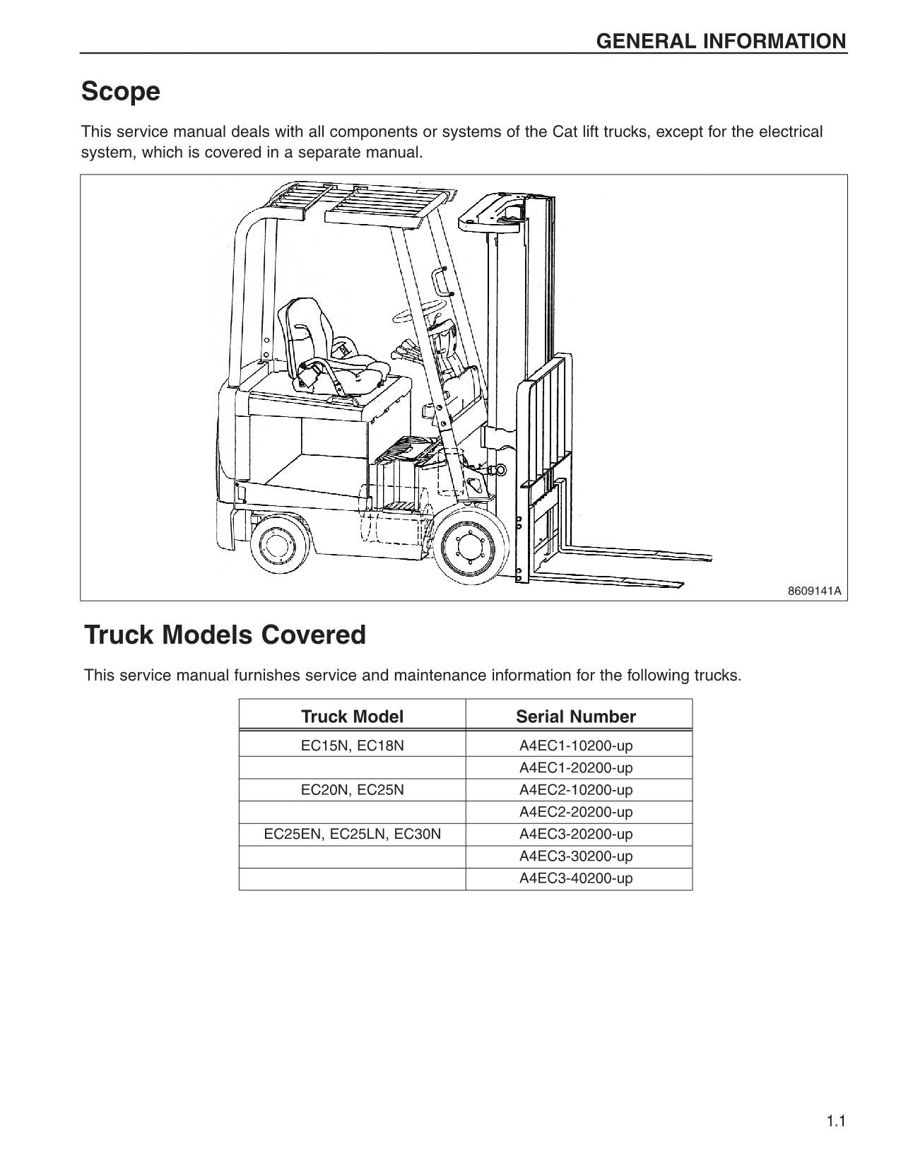 Manual de servicio de montacargas Caterpillar EC15N EC18N EC20N EC25N