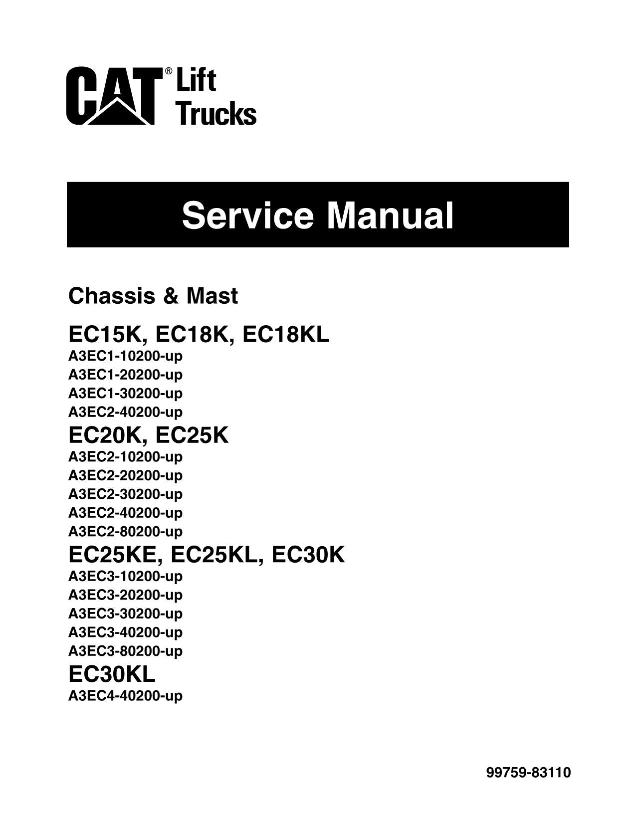 Manual de servicio de la carretilla elevadora Caterpillar EC15K EC18K EC18KL EC20K EC25K