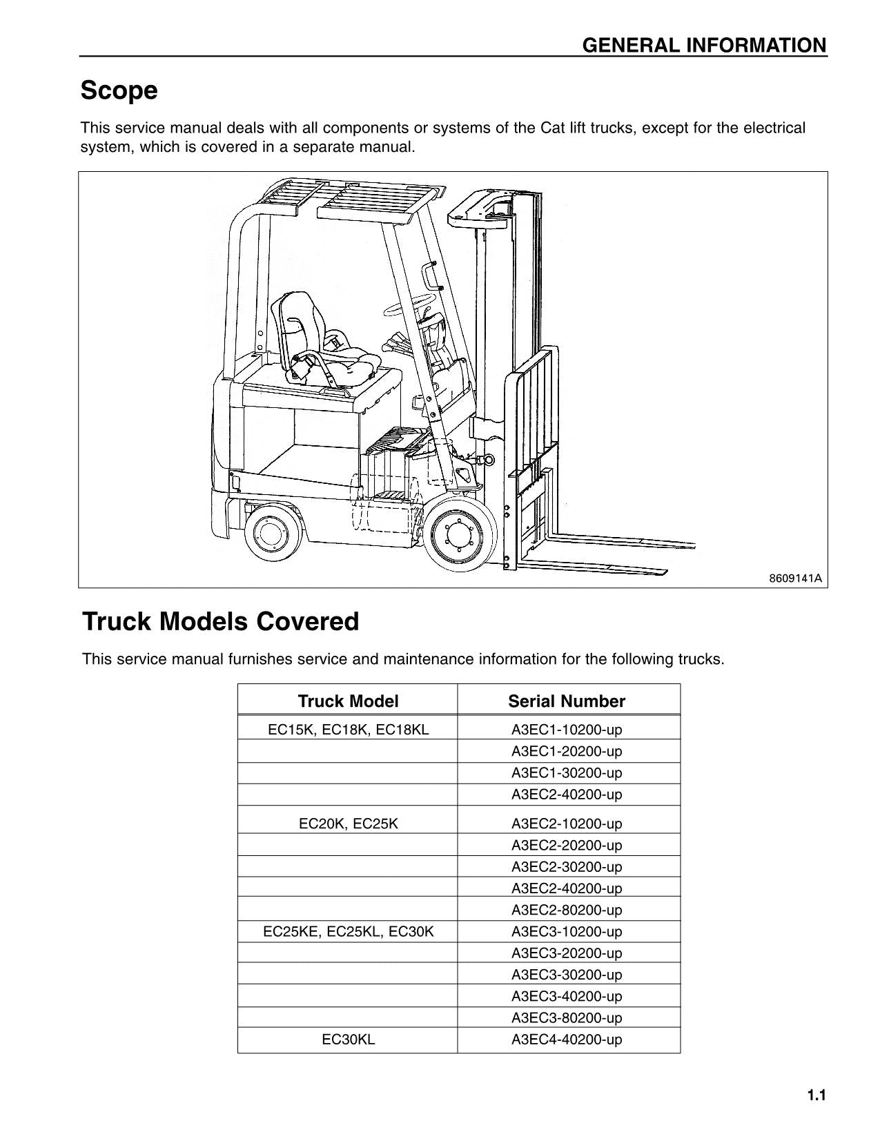 Manual de servicio de la carretilla elevadora Caterpillar EC30K EC30KL