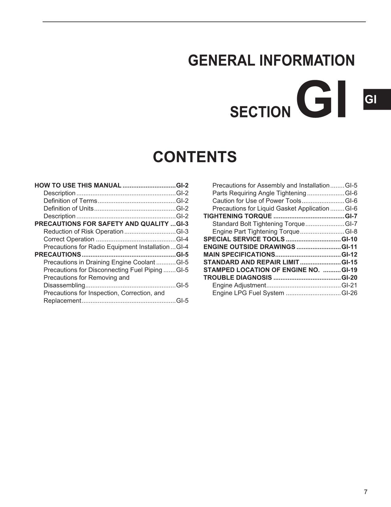 Manual de servicio del motor de gasolina de la carretilla elevadora Caterpillar K21 K25