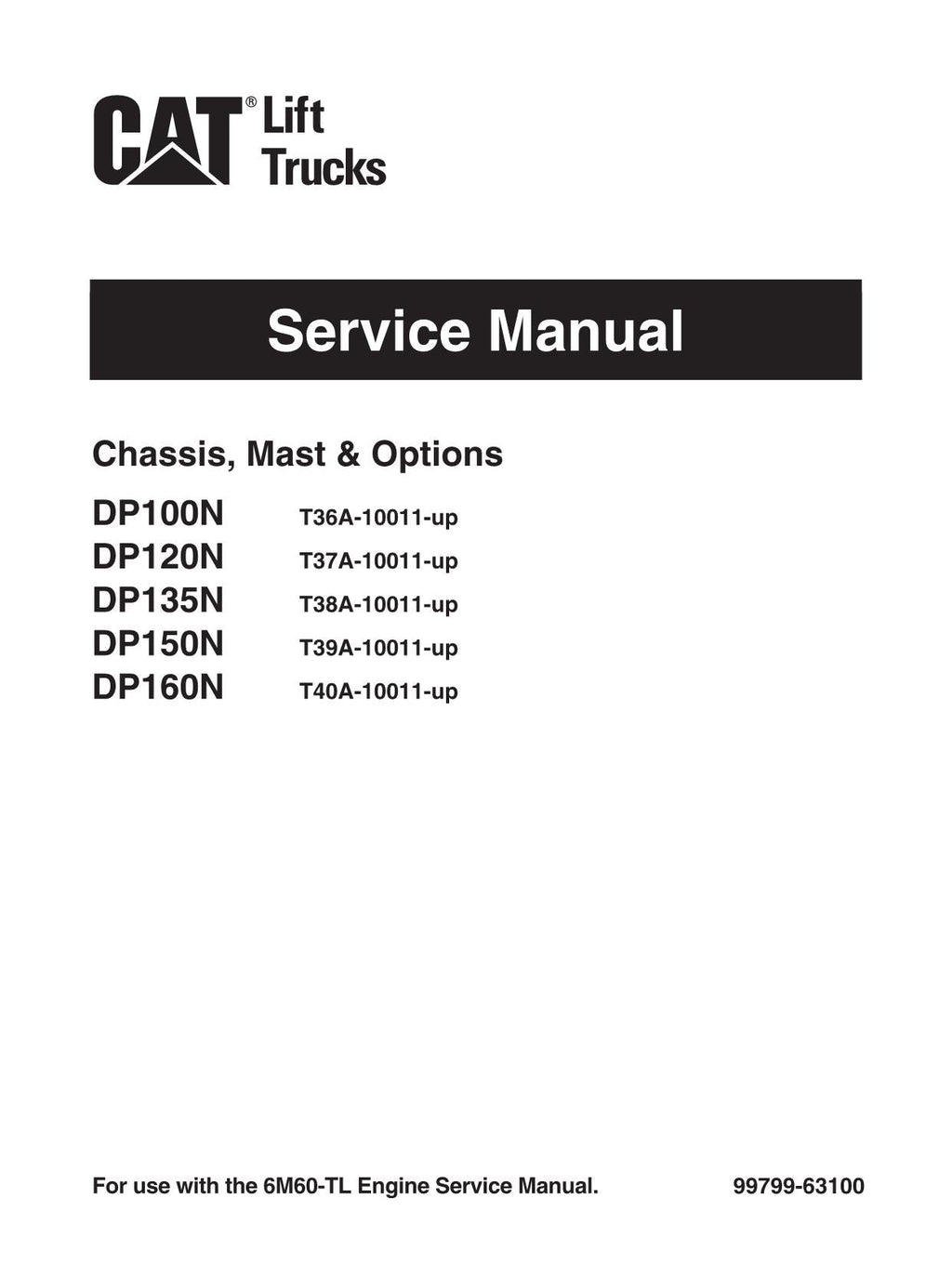 Manual de servicio de opciones para montacargas Caterpillar DP100N, DP120N, DP135N y DP150N