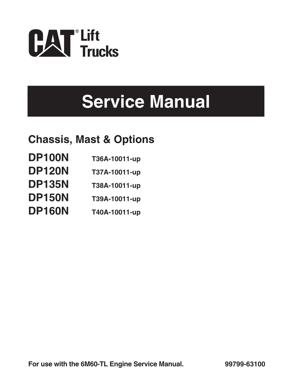 Manual de servicio de opciones para montacargas Caterpillar DP100N, DP120N, DP135N y DP150N