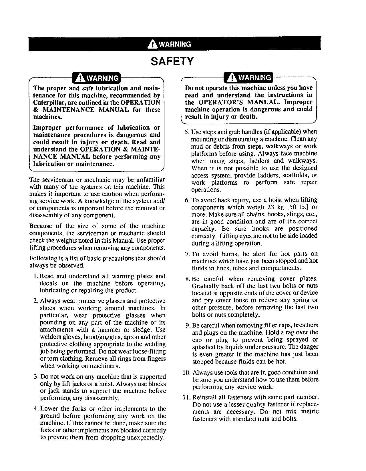 Manual de servicio del mástil del chasis Caterpillar DP100 DP115 DP135 DP150