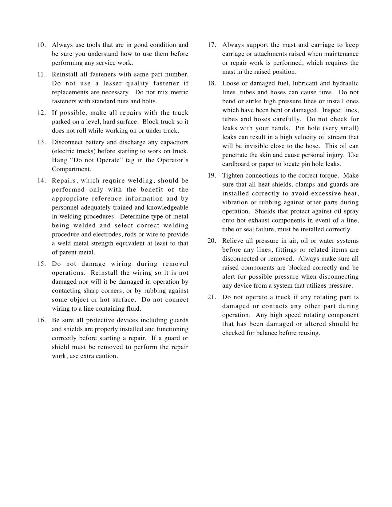 Manual de servicio del mástil del chasis de la carretilla elevadora Caterpillar DP100 DP115 DP115 DP135