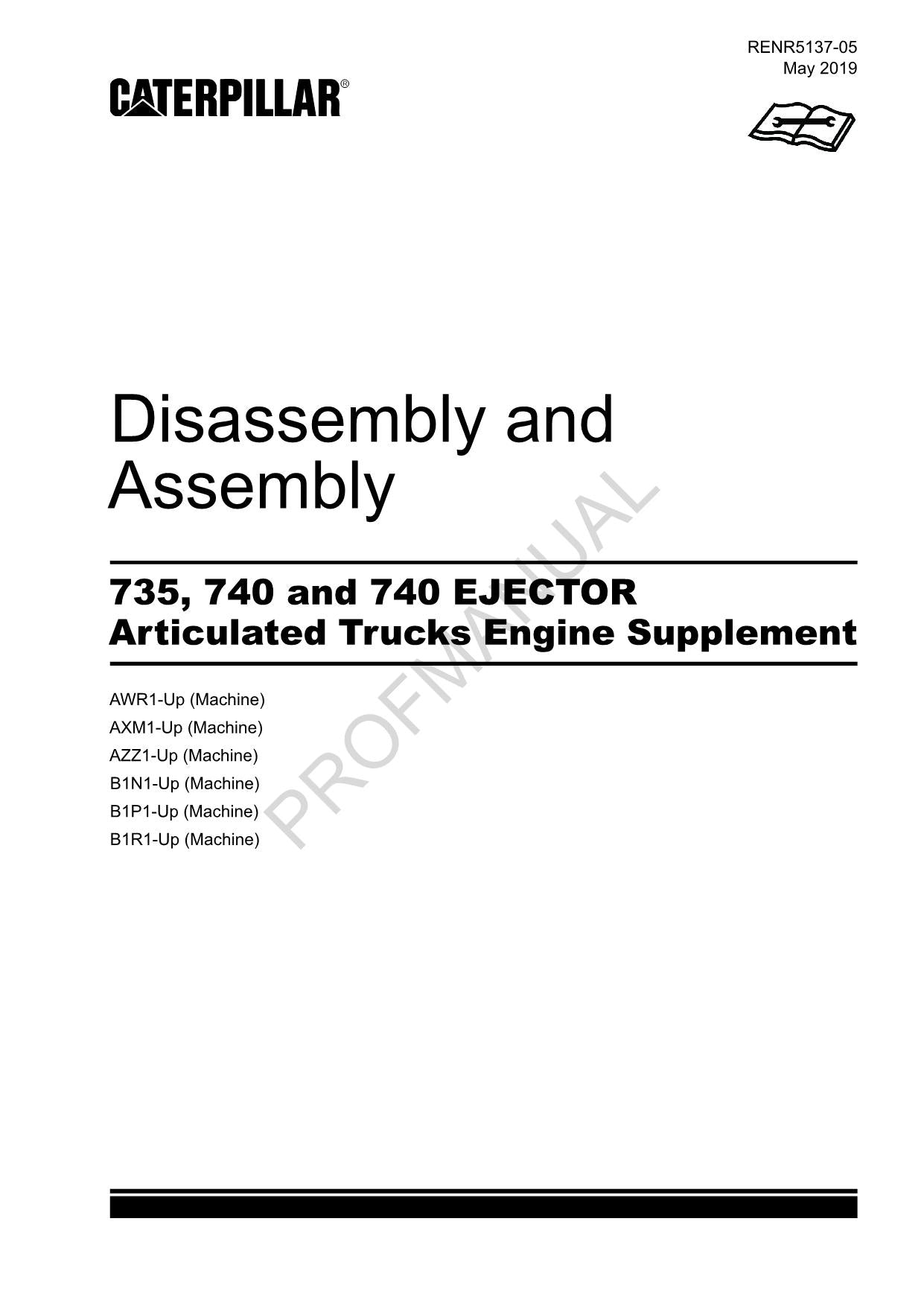 Manual de servicio del motor del camión eyector Caterpillar 735 740 740