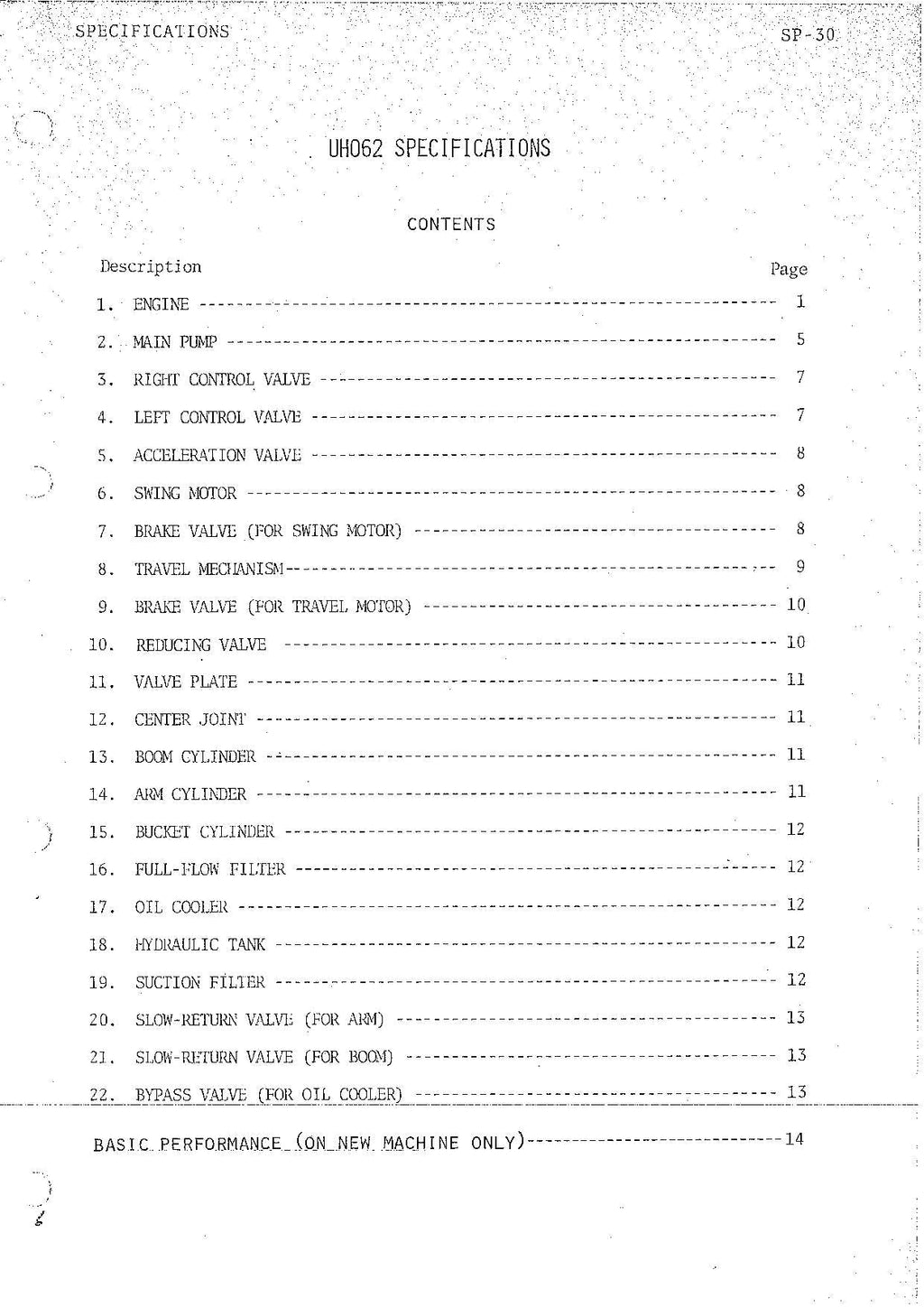 HITACHI UH062 Excavator Service Manual