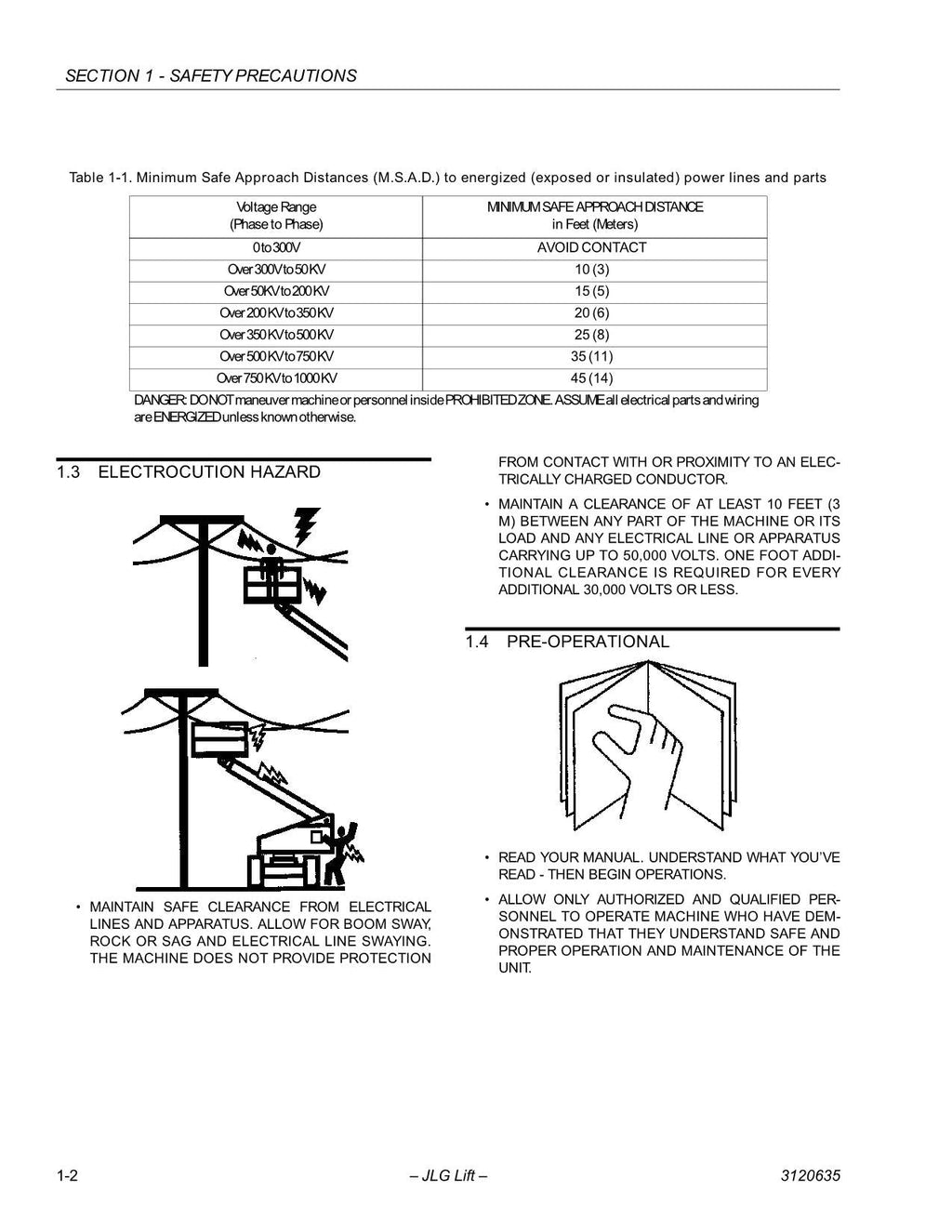 Manual del operador de mantenimiento de plataformas elevadoras JLG 100HX 100HX+10 110HX 3120635