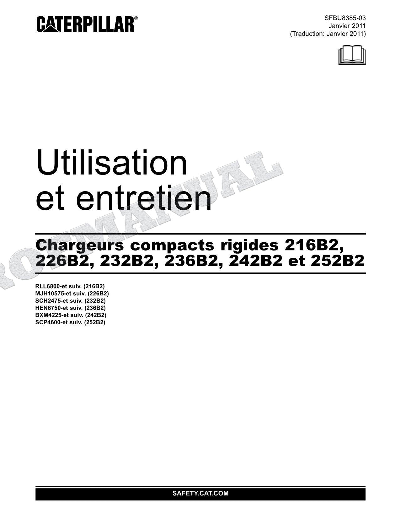 Caterpillar 216B2 226B2 232B2 Cargador compacto rígido Manual de utilización