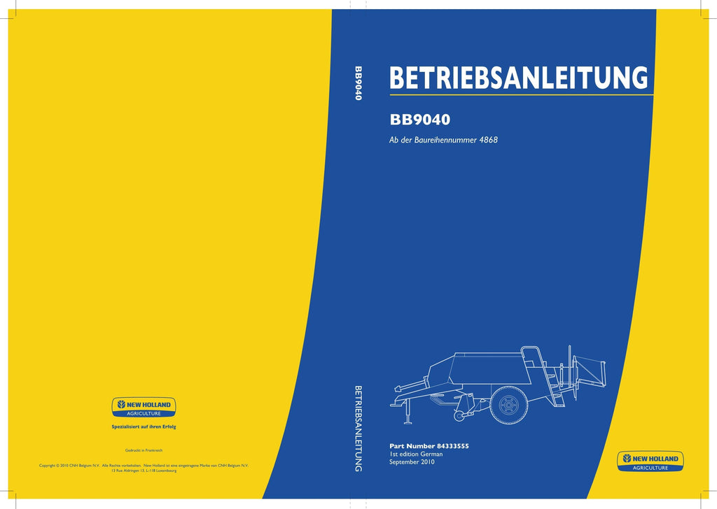 New Holland BB9040 Quaderballenpresse Betriebsanleitung