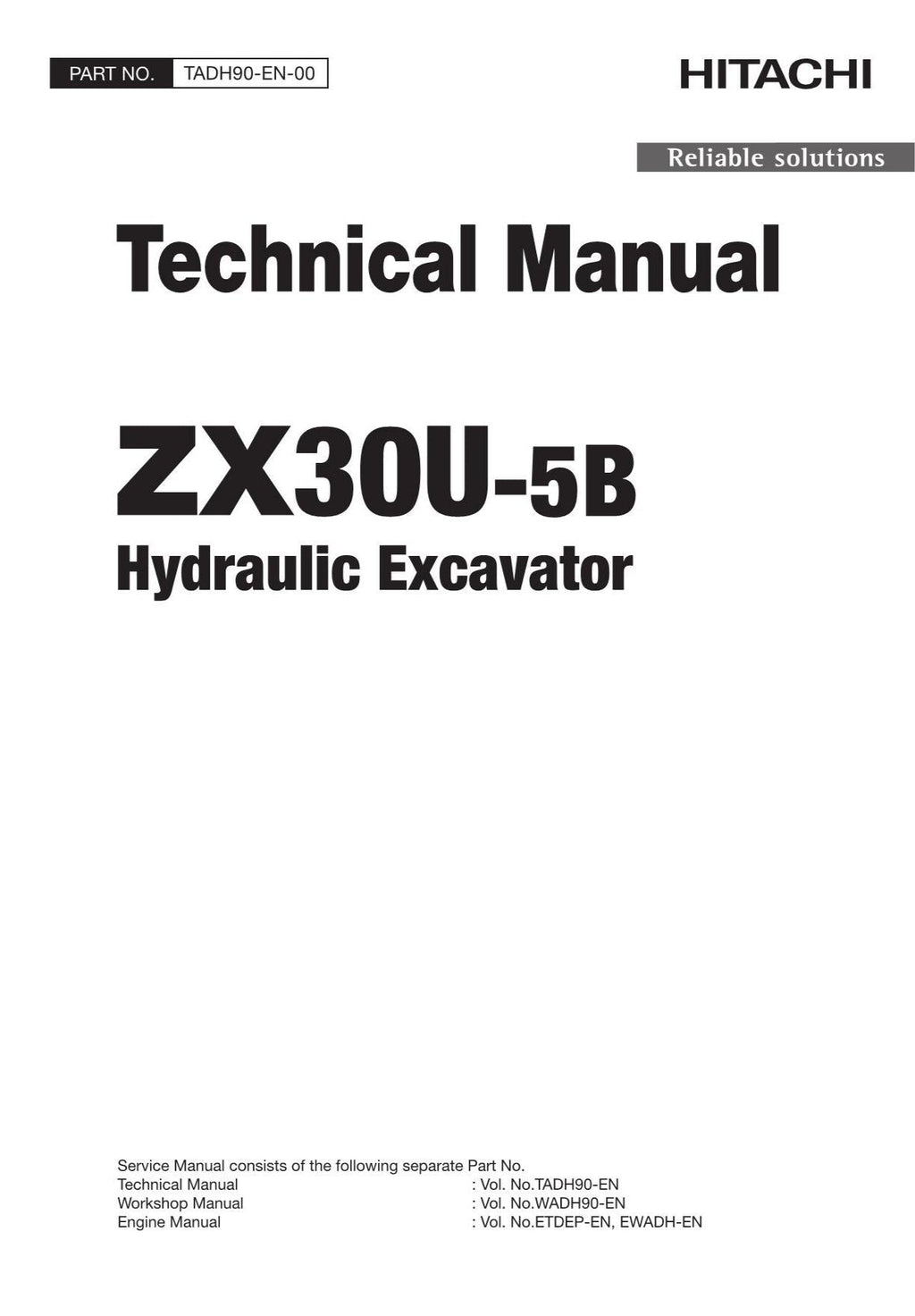 Hitachi ZX30U-5B Excavator Service Manual with Schemes
