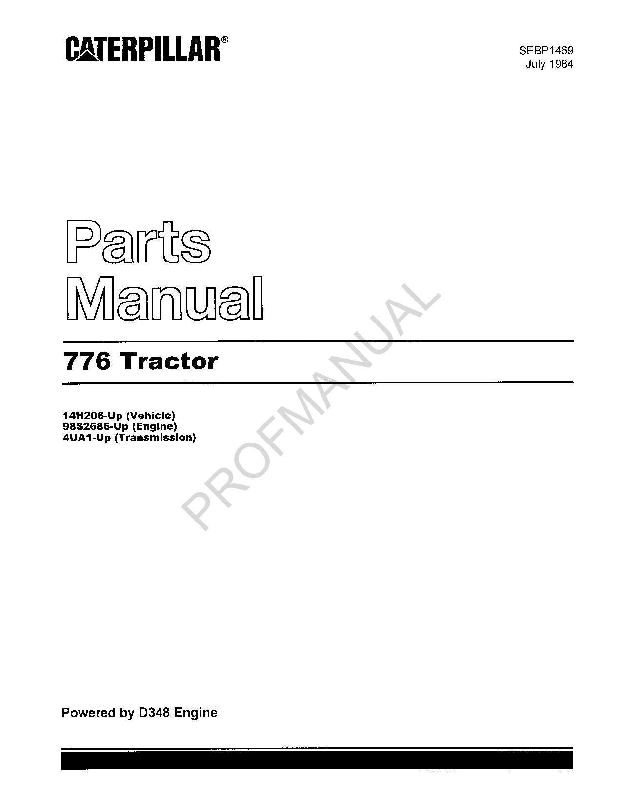 Caterpillar Cat 776 Tractor Off Highway Truck Parts Catalog Manual