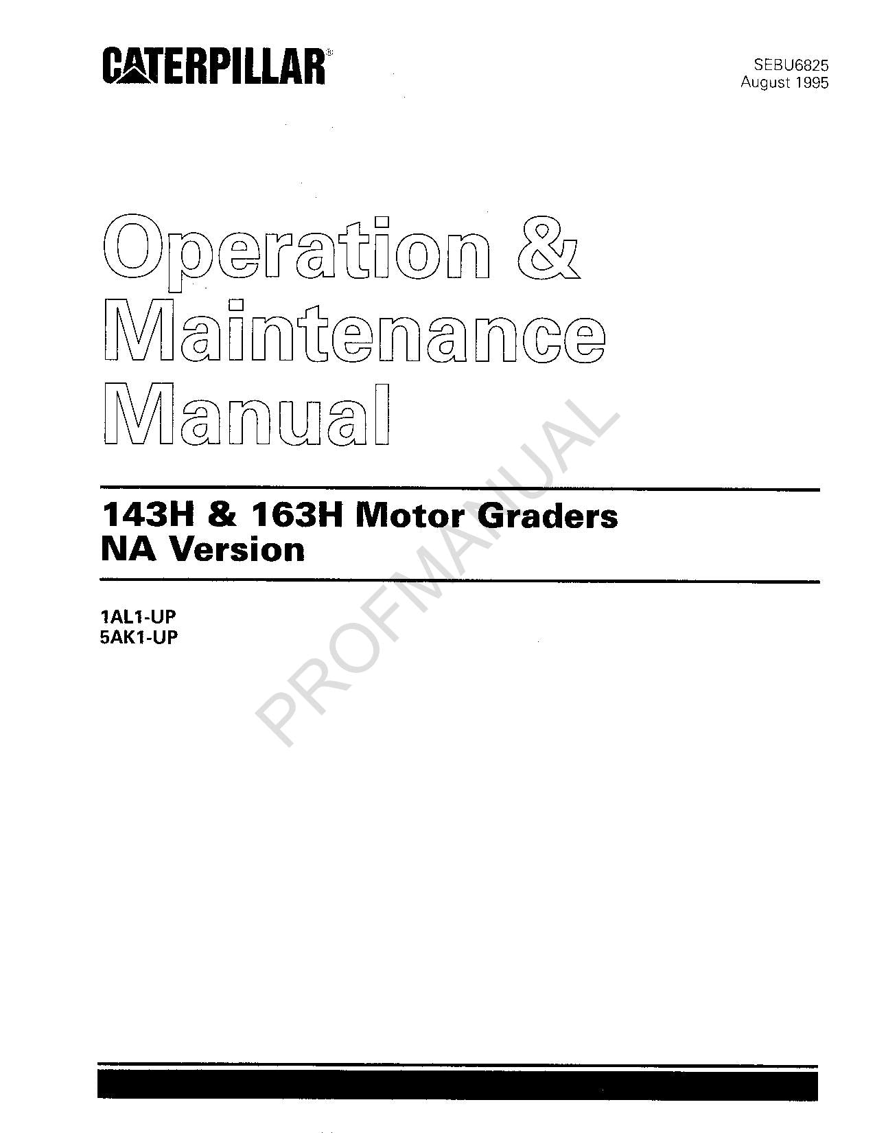 Manual de mantenimiento del operador de la motoniveladora Caterpillar 143H 163H, versión NA
