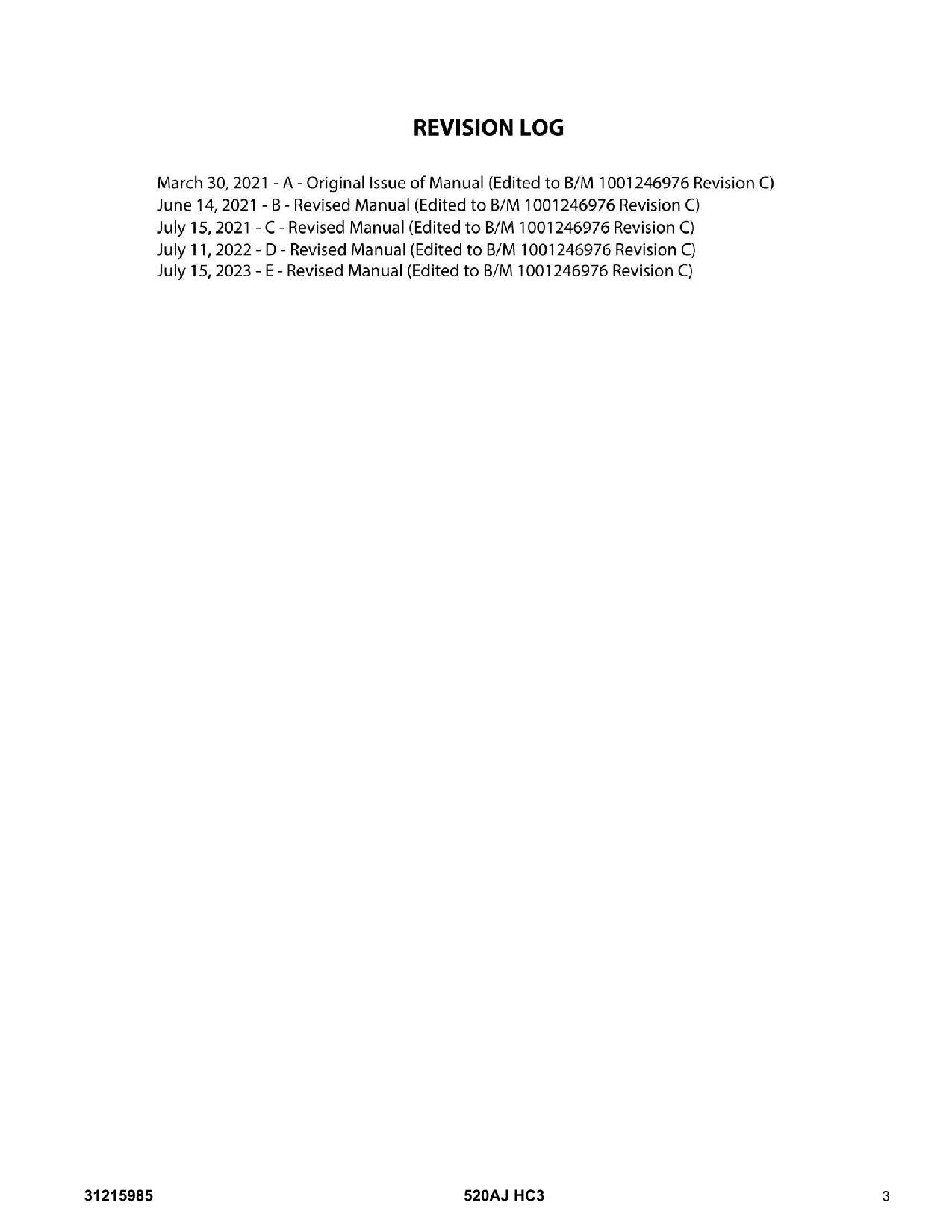 JLG 520AJ HC3 Boom Lift Parts Catalog Manual 31215985