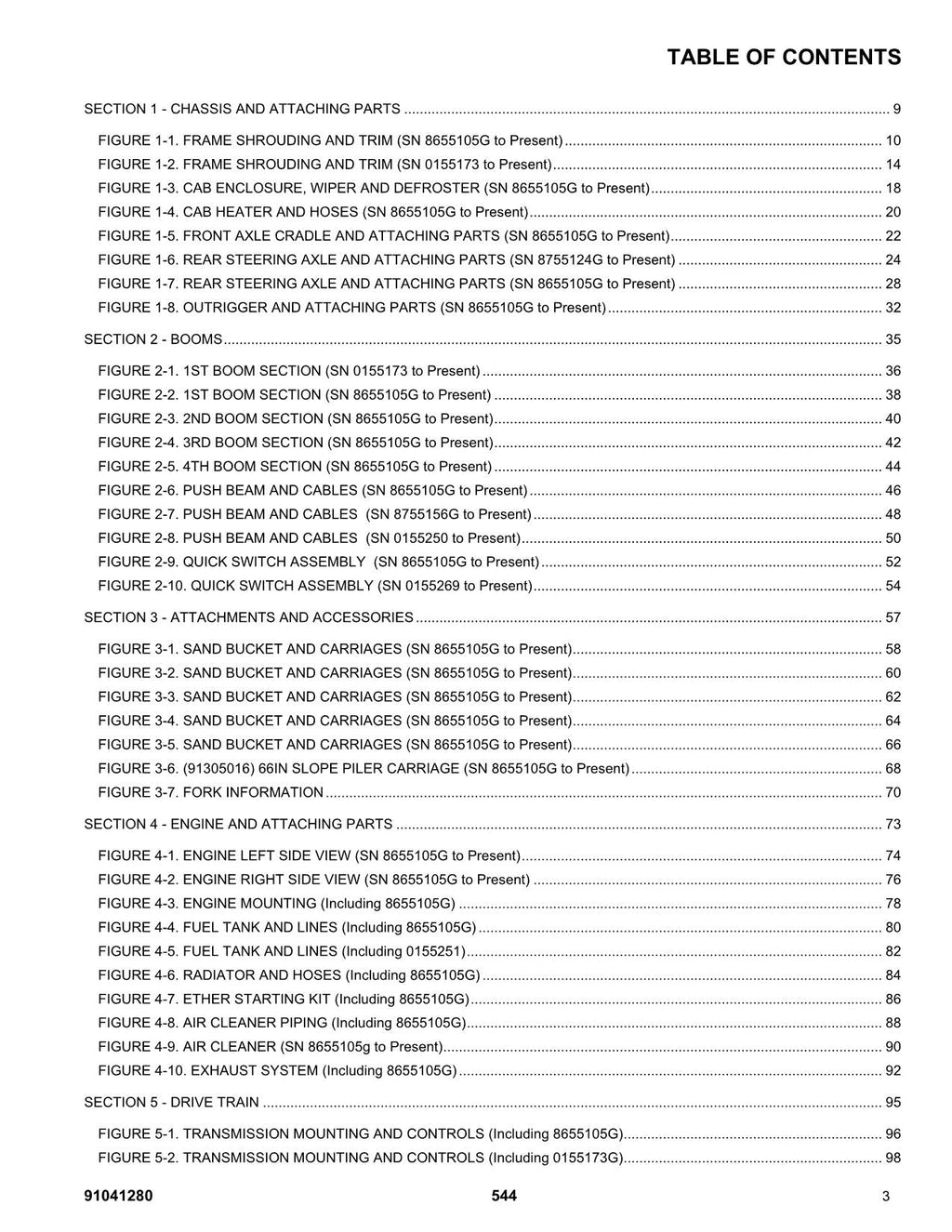 Manual del catálogo de piezas del manipulador telescópico GRADALL JLG 544
