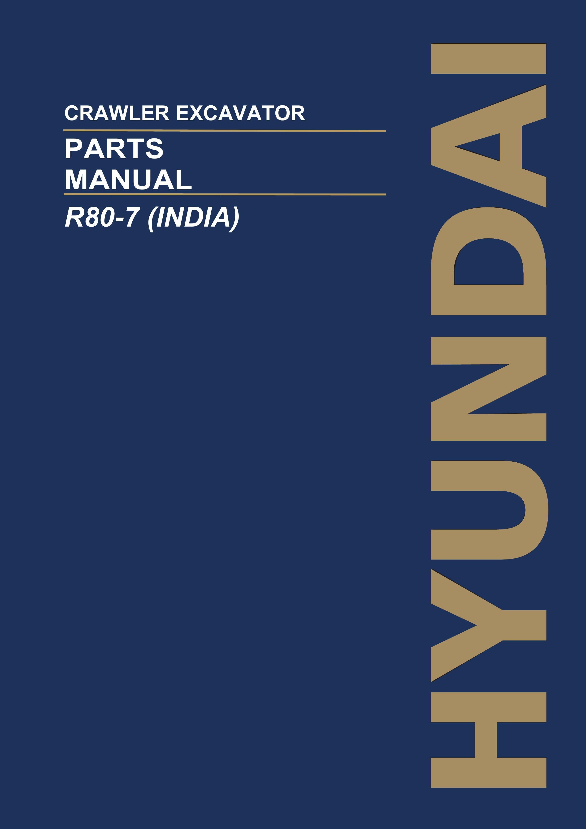 Manual del catálogo de piezas de la excavadora de cadenas Hyundai R80-7 INDIA