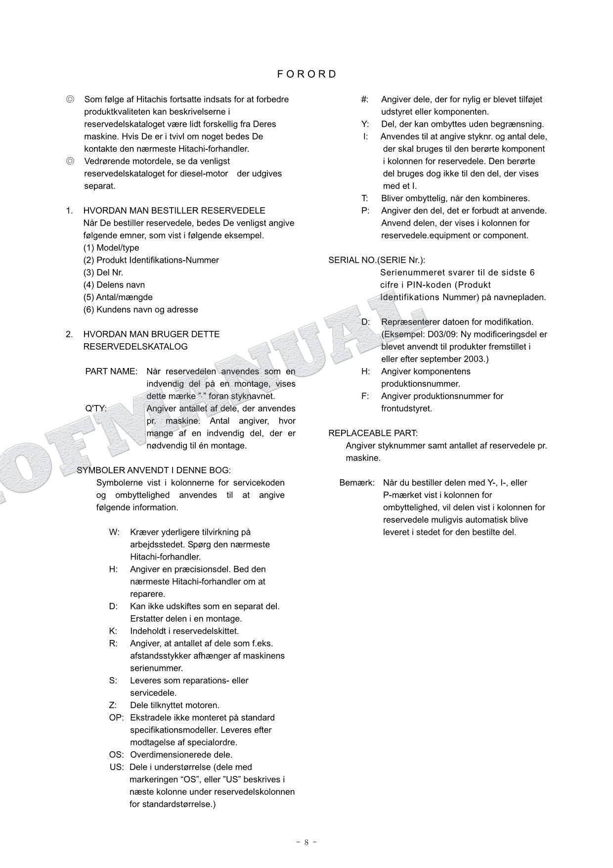 HITACHI ZAXIS ZX135US 3-Piece Short-reach Front Excavator Parts Catalog Manual