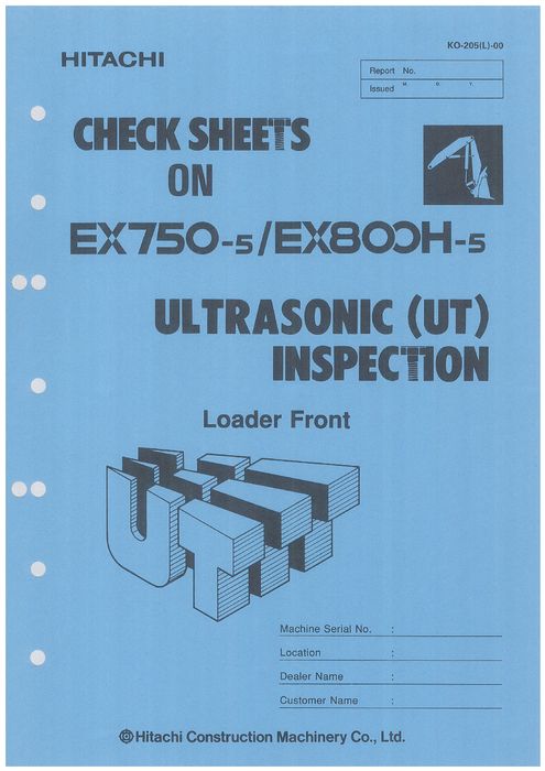 HITACHI EX750-5 EX800H-5 EXCAVATOR SERVICE MANUAL KO205L00