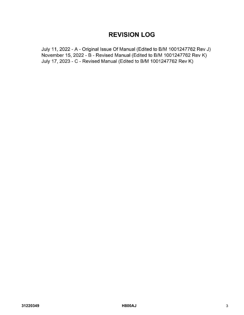 JLG H800AJ  Boom Lift Parts Catalog Manual 31220349