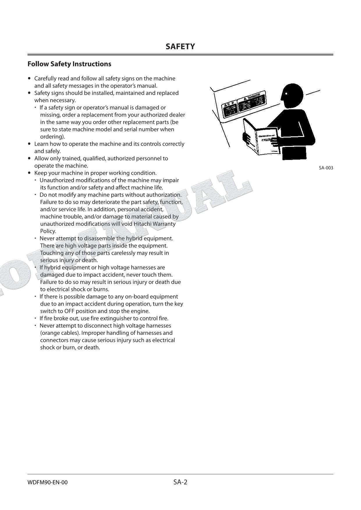 HITACHI ZH200-5A Excavator Repair Service Workshop Manual