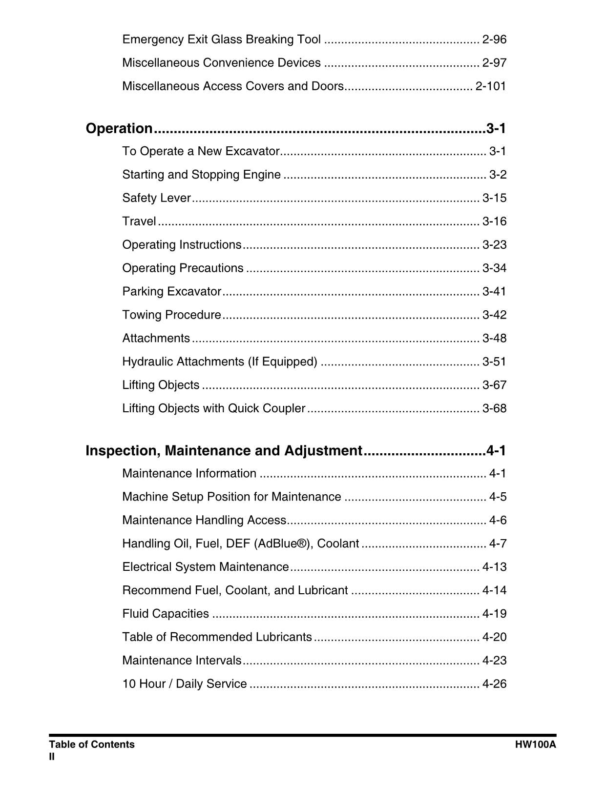 Hyundai HW100A WHEELED EXCAVATOR Operators Maintenance Manual