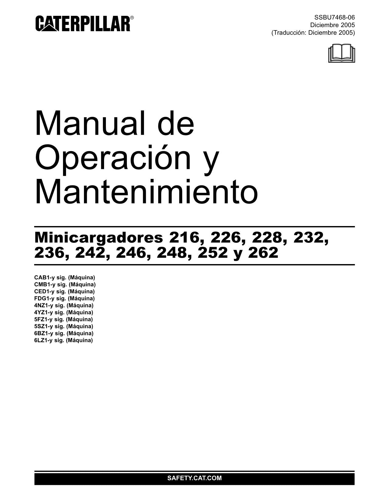 Caterpillar 216 226 228 232 236 242 246 248 252 262 Cargador Manual de Operación