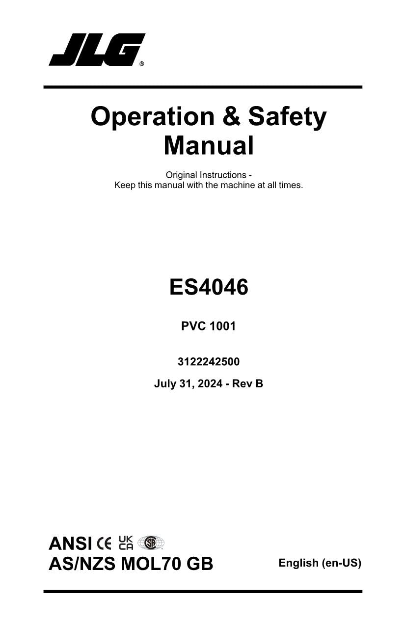 Manual del operador de mantenimiento y operación del elevador de tijera JLG ES4046