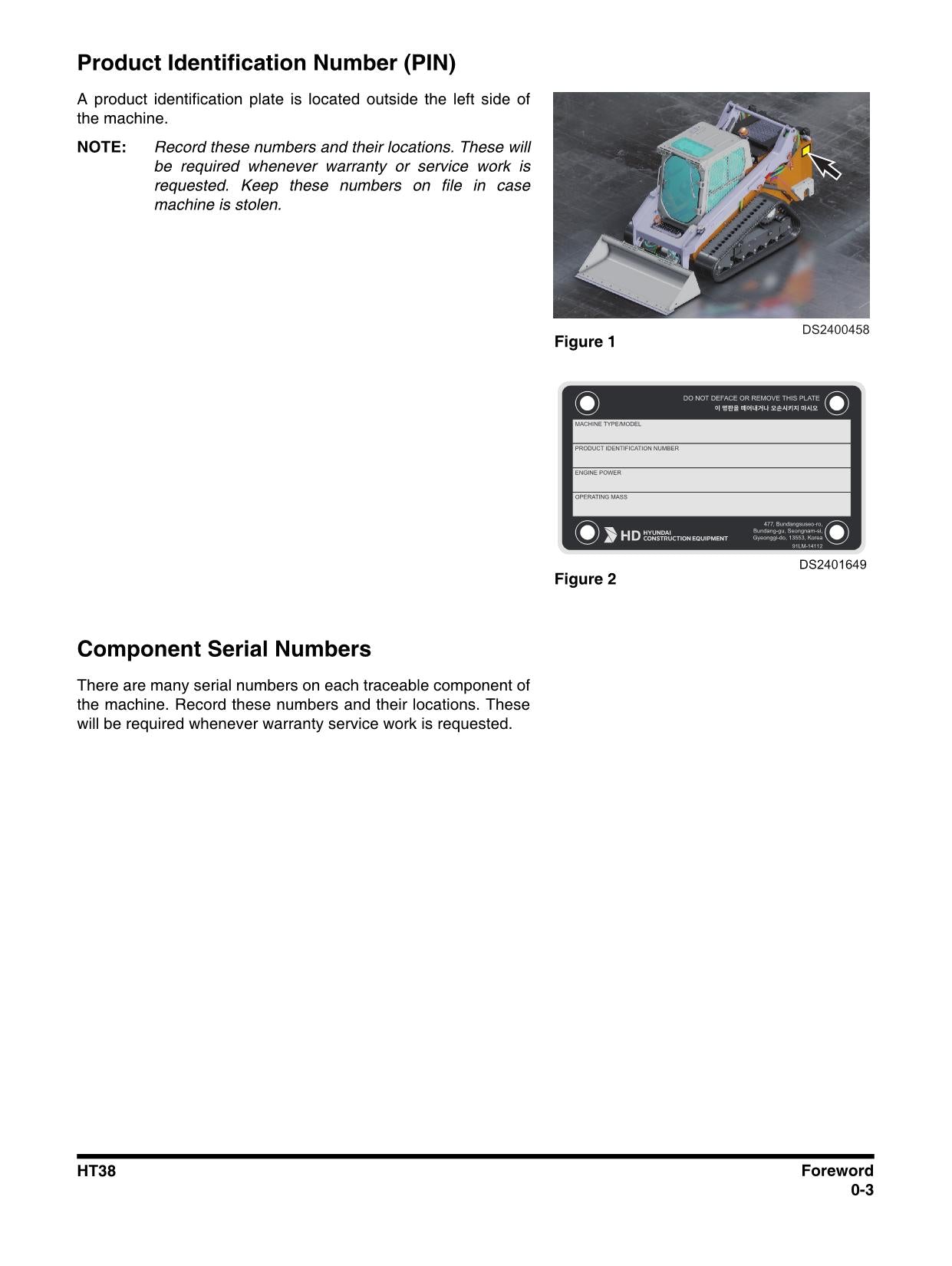 Hyundai HT38 SKID STEER LOADER Operators Maintenance Manual