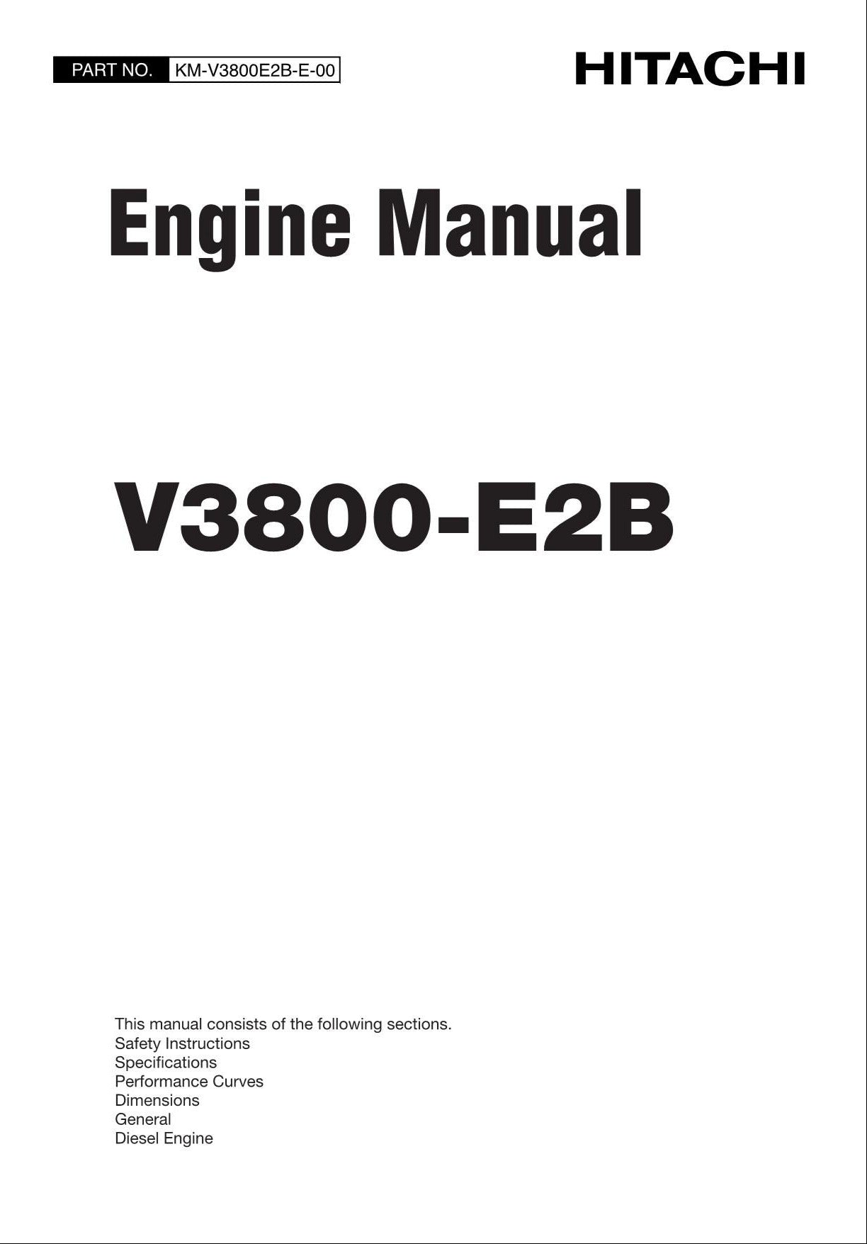 Hitachi V3800-E2B Wheel Loader Engine Manual