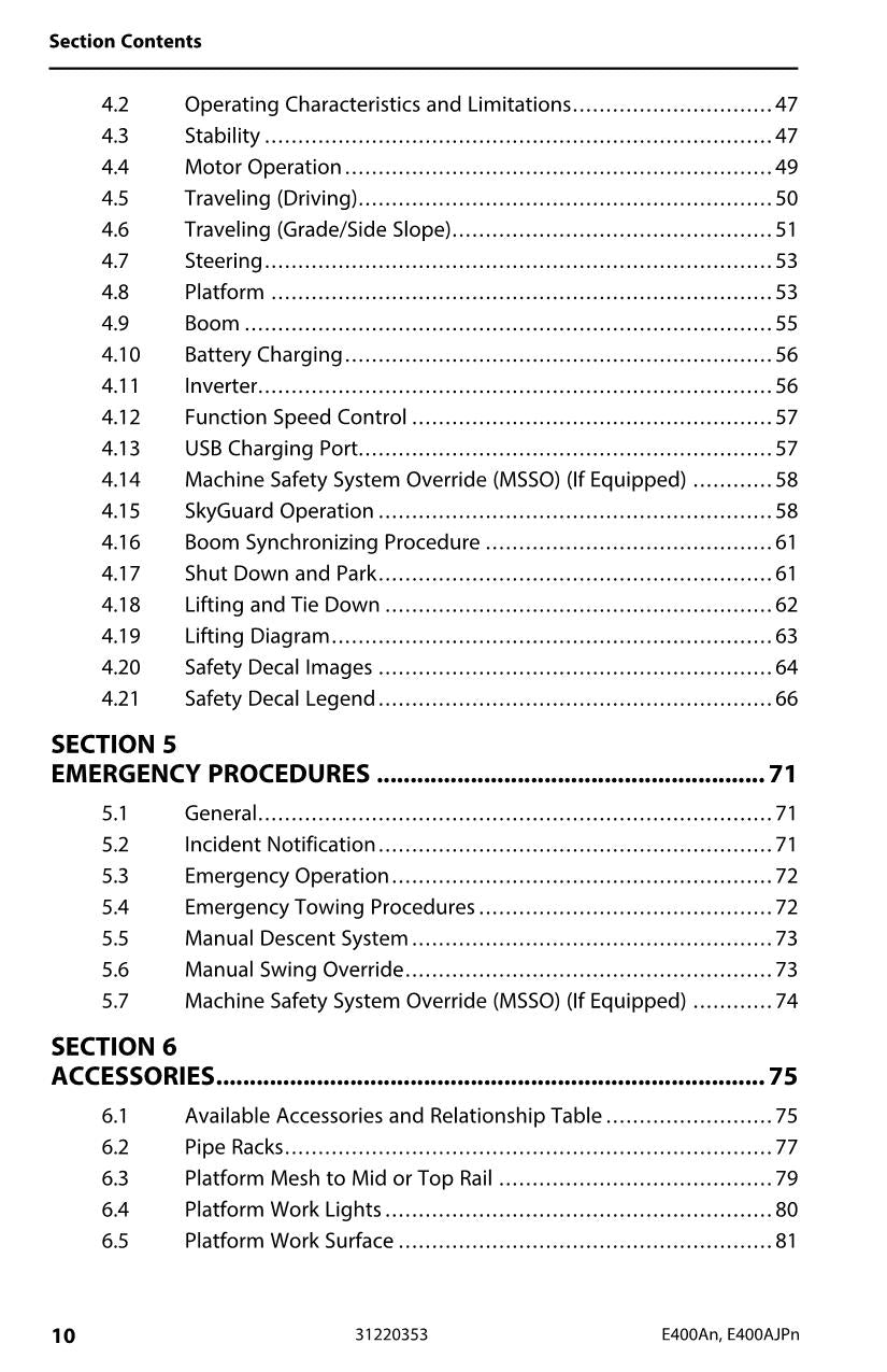 Manual del operador del elevador de pluma estrecha JLG E400AJP E400A 31220353