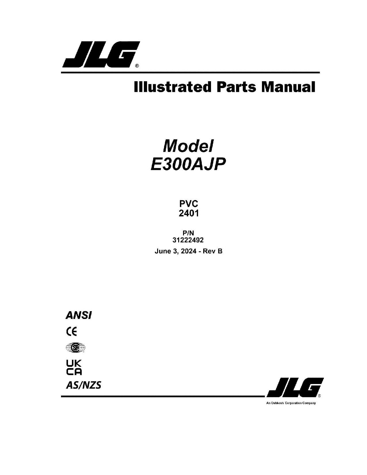 Manual del catálogo de piezas del elevador de pluma JLG E300AJP 31222492
