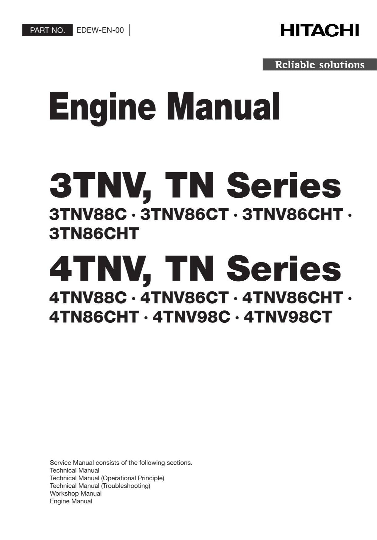 HITACHI 3TNV TN Series 3TNV88C 3TNV86CT 3TNV86CHT 3TN86CHT Engine Service Manual
