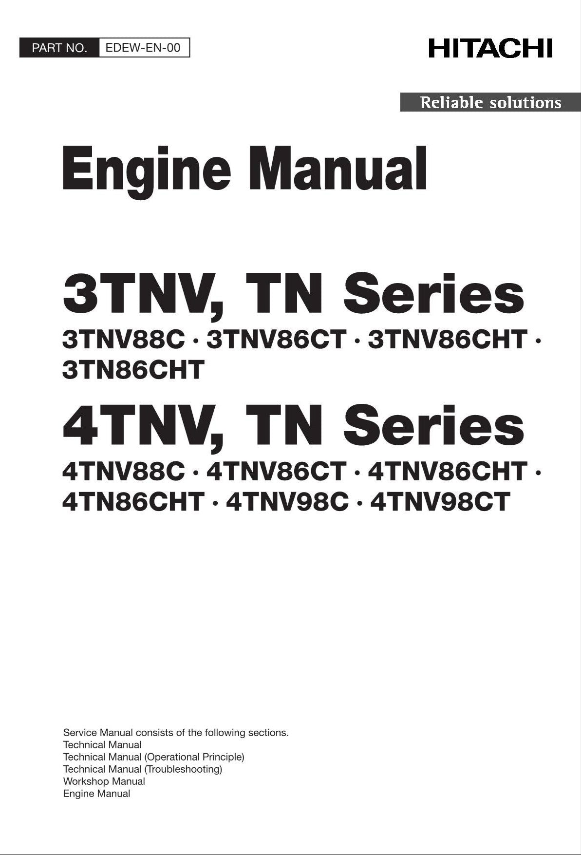 HITACHI 4TNV TN Series 4TN86CHT 4TNV98C 4TNV98CT Engine Technical Service Manual