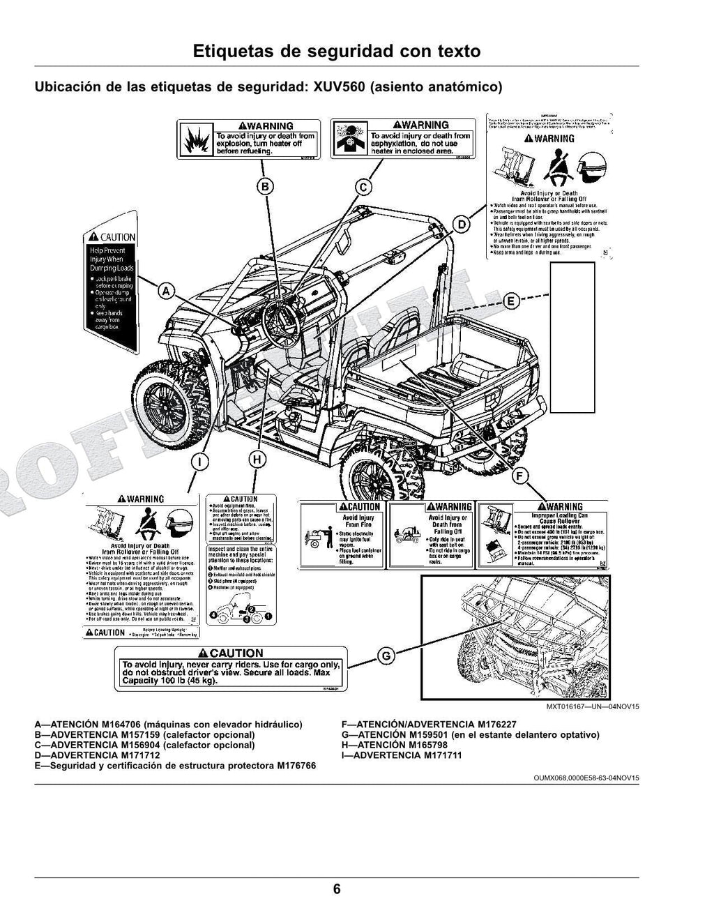 John Deere XUV560E XUV560E S4 cocodrilo Manual del Operador Español SN 010001-