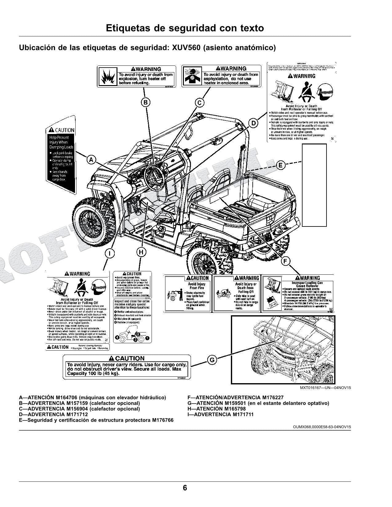 John Deere XUV560E XUV560E S4 cocodrilo Manual del Operador Español SN 010001-