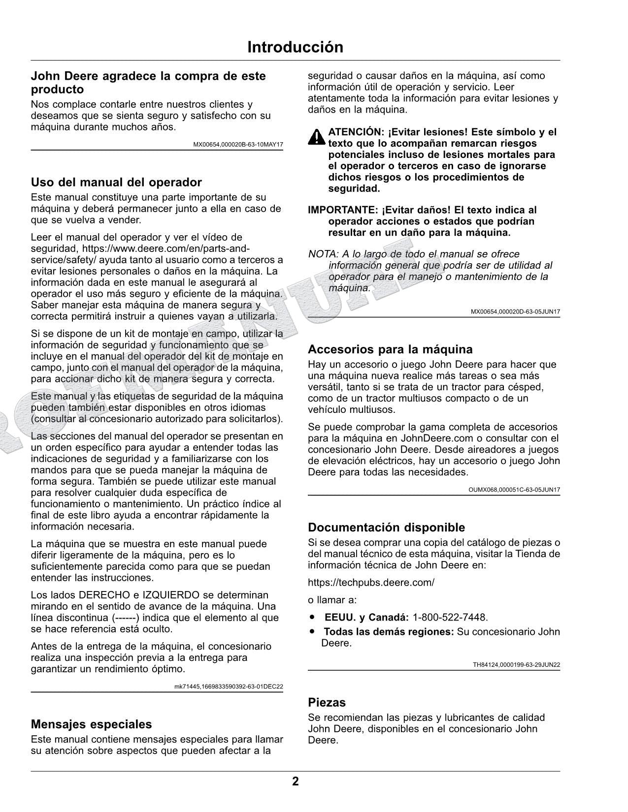 John Deere XUV560E XUV560E S4 cocodrilo Manual del Operador Español SN 080001-