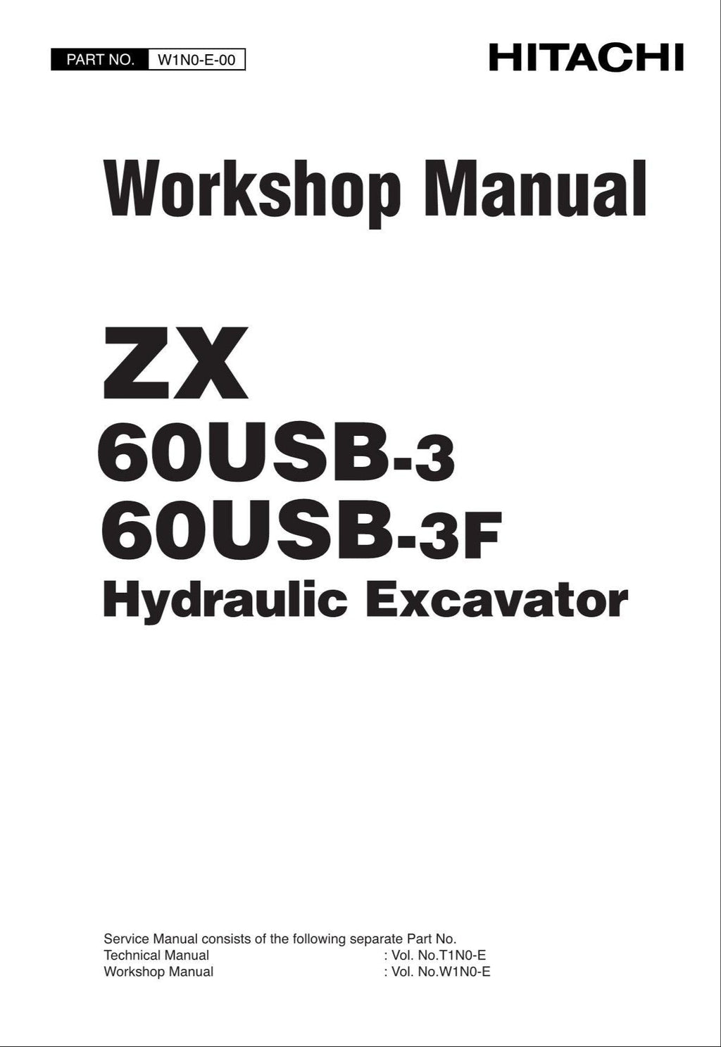 HITACHI ZAXIS ZX60USB-3 ZX60USB-3F Excavator Workshop Service Manual
