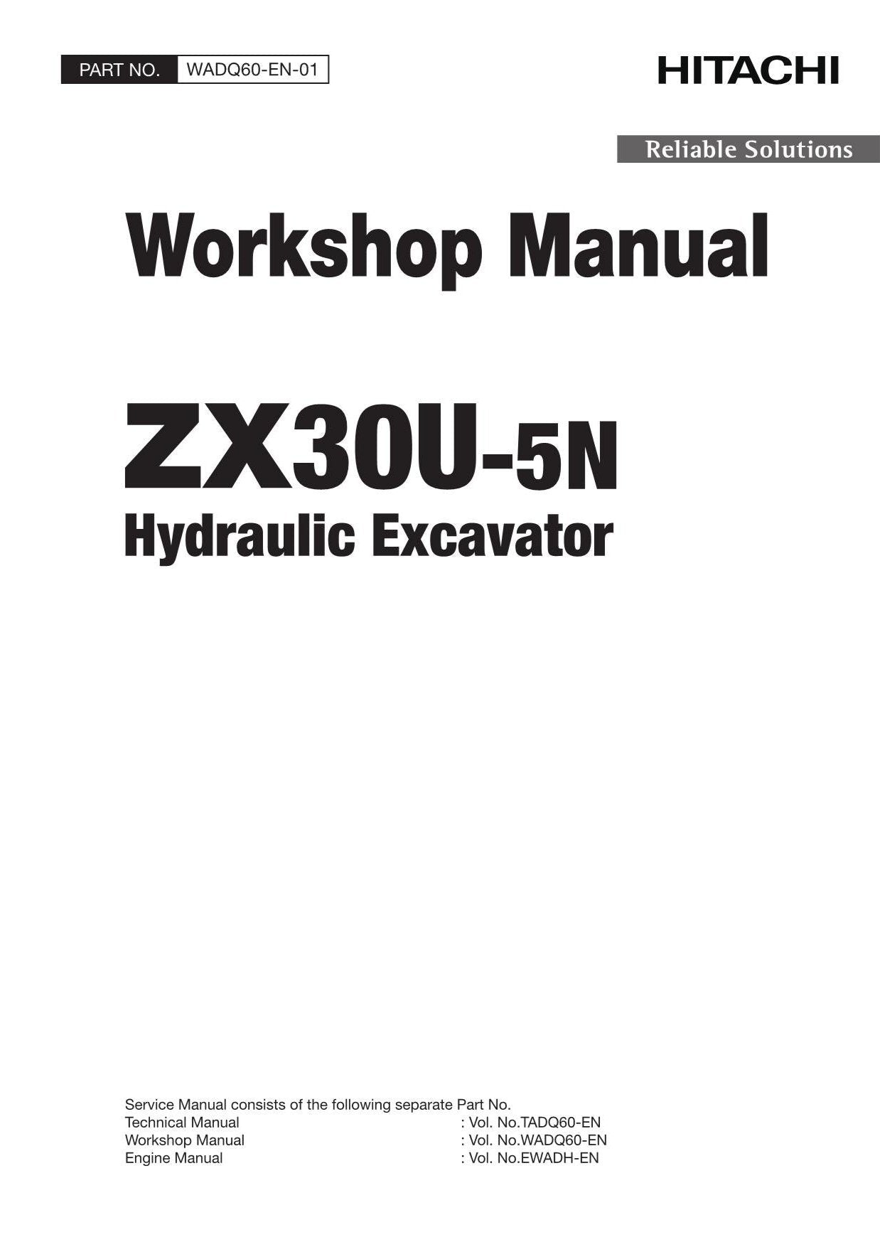 Manual de servicio y reparación de la excavadora Hitachi ZX30U-5N WADQ60-ES-01