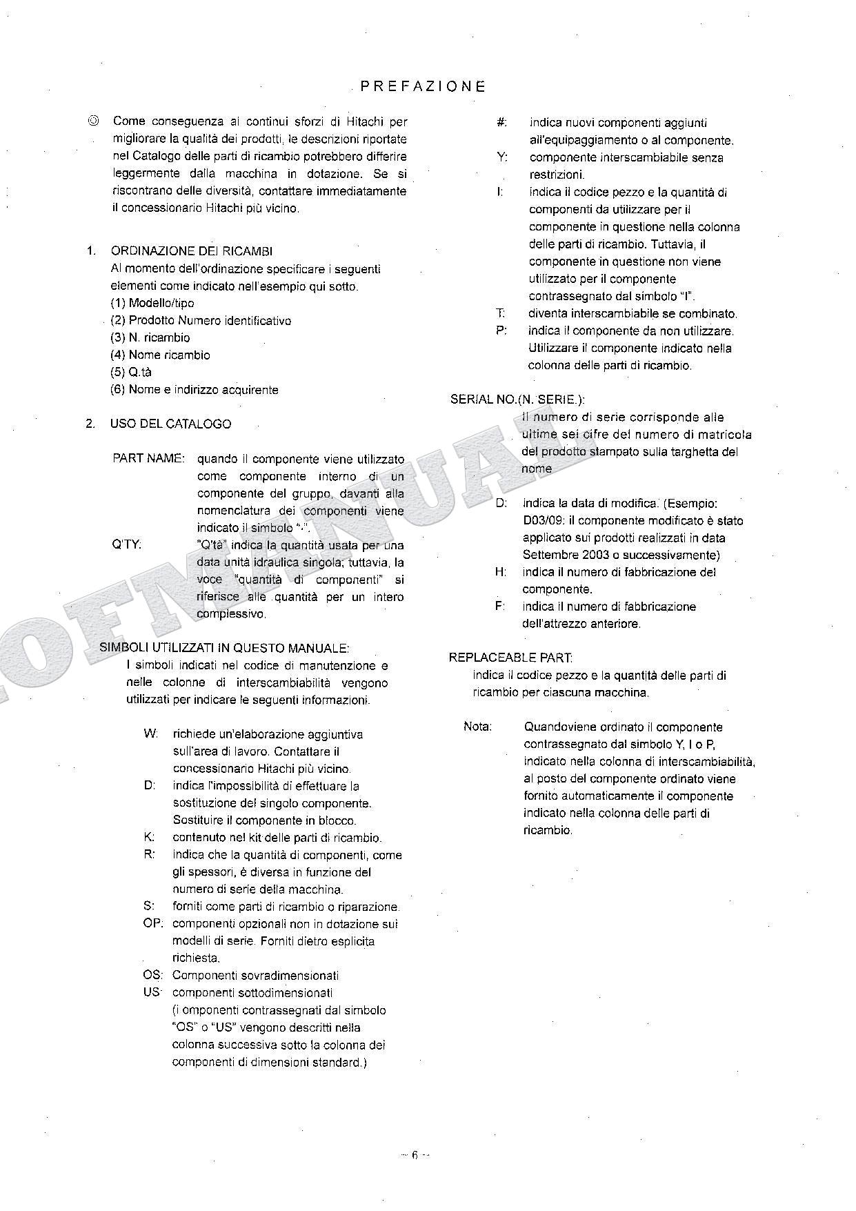 HITACHI ZAXIS ZX160LC Equipment Component Excavator Parts Catalog Manual