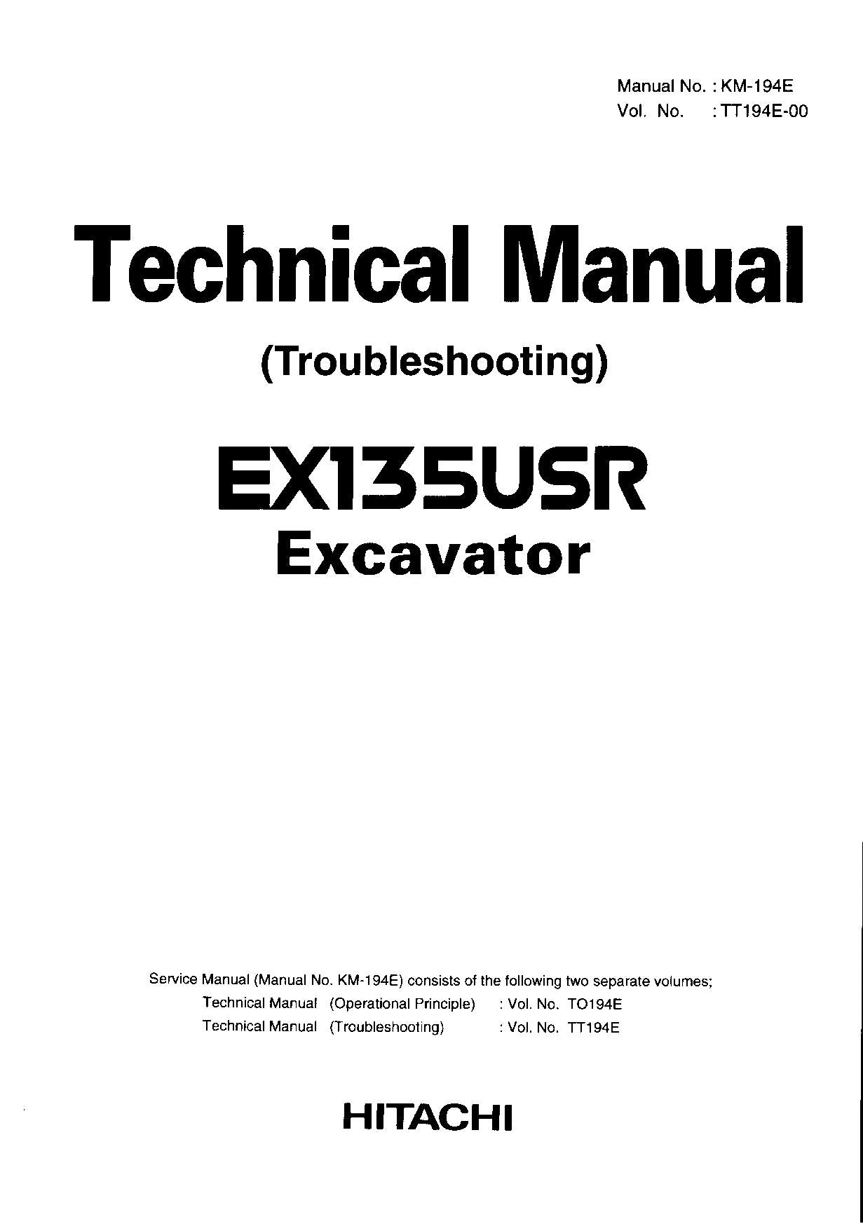 HITACHI EX135USR Excavator Troubleshooting Technical Manual