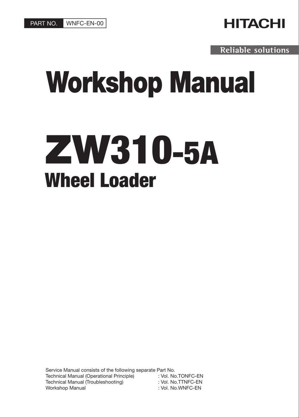 Hitachi ZW310-5A Wheel Loader Workshop Manual