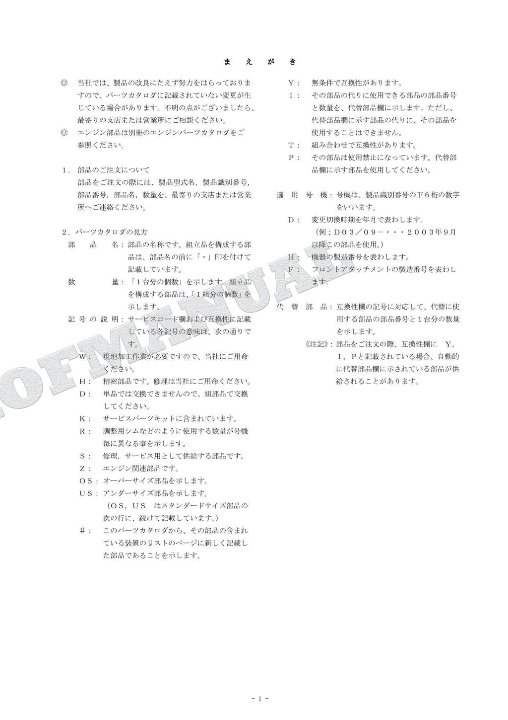 HITACHI ZAXIS ZX145W-3 Excavator Parts Catalog Manual