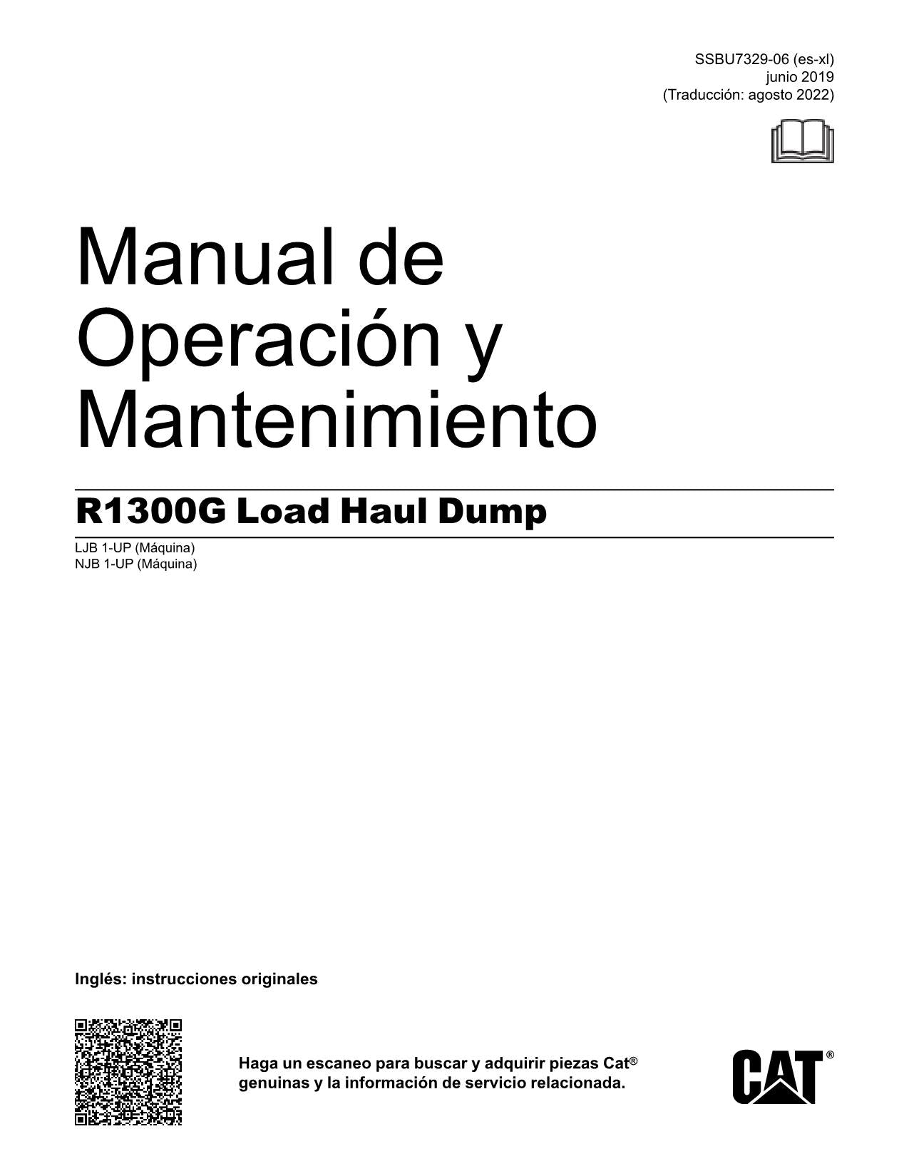 Caterpillar R1300G Maquinaria subterránea Manual de Operación y Mantenimiento