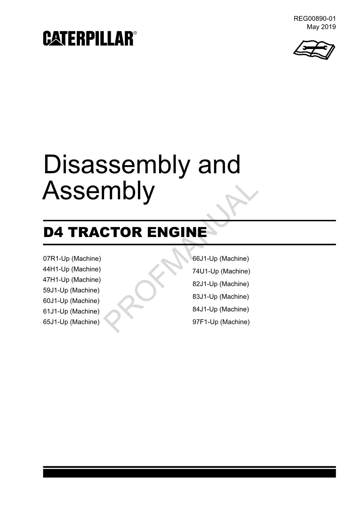 Caterpillar CAT D4 TRACTOR ENGINE Manual Disassembly Assembly